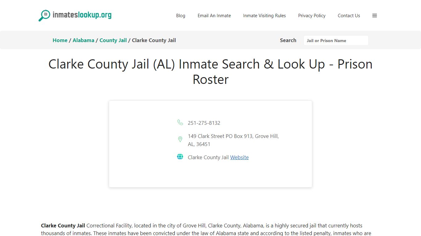 Clarke County Jail (AL) Inmate Search & Look Up - Prison Roster